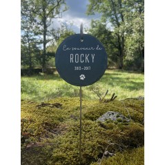 Plaque ronde commémorative en ardoise personnalisable pour planter en terre