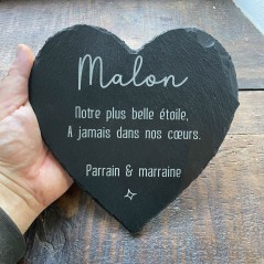 Coeur funéraire en ardoise naturelle pour rendre hommage à un proche disparu