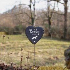 Coeur commémoratif funéraire en ardoise personnalisable pour planter en terre
