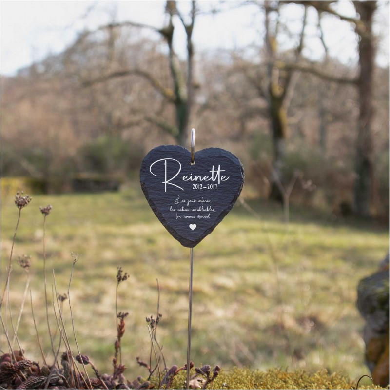 Coeur commémoratif en ardoise personnalisable pour planter en terre Coeur commémoratif en ardoise personnalisable pour planter en terre