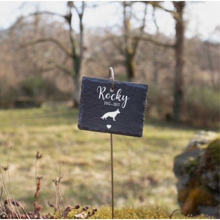 Plaque rectangulaire commémorative en ardoise personnalisable pour planter en terre