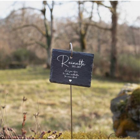 Plaque rectangle commémorative en ardoise personnalisable pour planter en terre