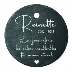 Plaque ronde commémorative funéraire en ardoise personnalisable pour planter en terre