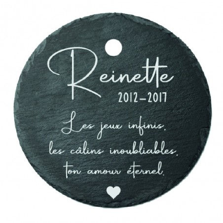 Plaque ronde commémorative funéraire en ardoise personnalisable pour planter en terre