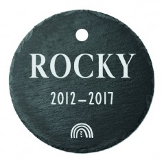 Plaque ronde commémorative arc-en-ciel en ardoise personnalisable pour planter en terre