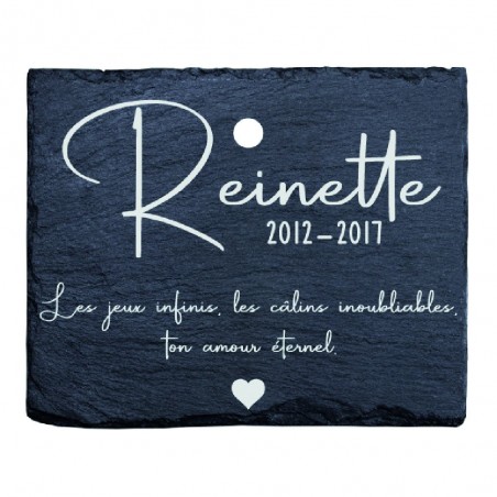 Plaque rectangle commémorative en ardoise personnalisable pour planter en terre