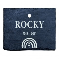 Plaque rectangulaire commémorative arc-en-ciel en ardoise personnalisable pour planter en terre