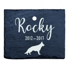 Plaque rectangulaire commémorative pour chien en ardoise personnalisable pour planter en terre