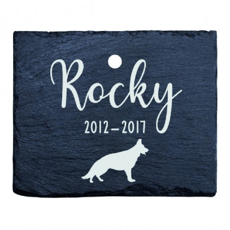 Plaque rectangulaire commémorative pour chien en ardoise personnalisable pour planter en terre