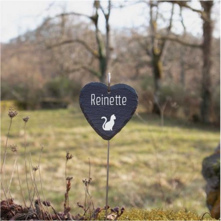 Coeur commémoratif pour chat en ardoise personnalisable pour planter en terre