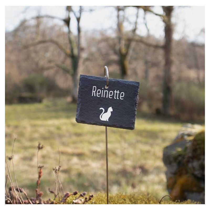 Plaque funéraire rectangulaire en ardoise pour chat – Gravure personnalisée